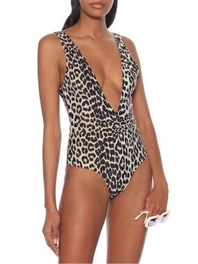 GANNI Leopard-print Recycled Printed One-Piece Swimsuit
Size US 12